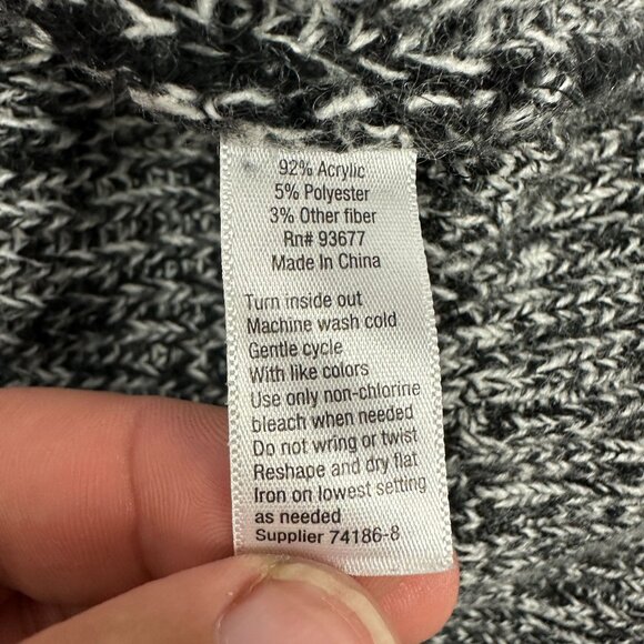 ANA A New Approach Womens Size L Black White Knit Sweater Crisscross V Neck - Picture 4 of 4